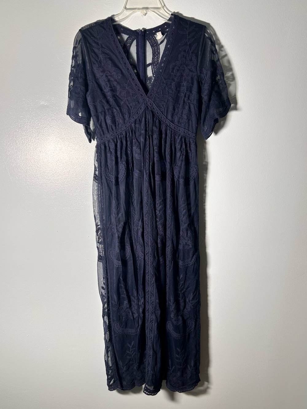 Maternity Navy Lace Overlay Maxi Dress